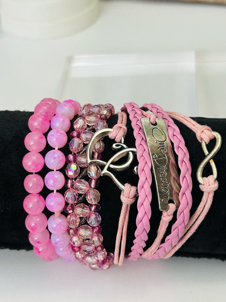 One Direction Multi-Bracelet Set Pink 6$